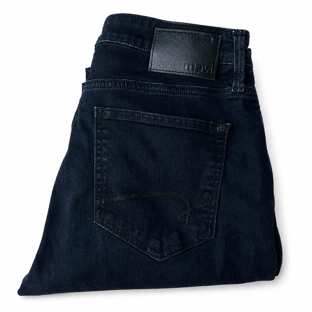Mavi Men's 33x32 Dark Navy Blue Stretch Jeans Slim Straight Denim Cotton Casual
